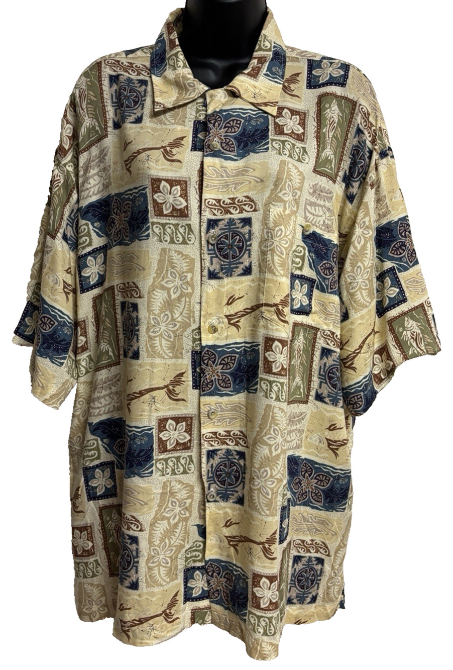 Hilo Hattie Men Aloha Hawaiian Shirt XL Extra Large Floral Short Sleeve Collar